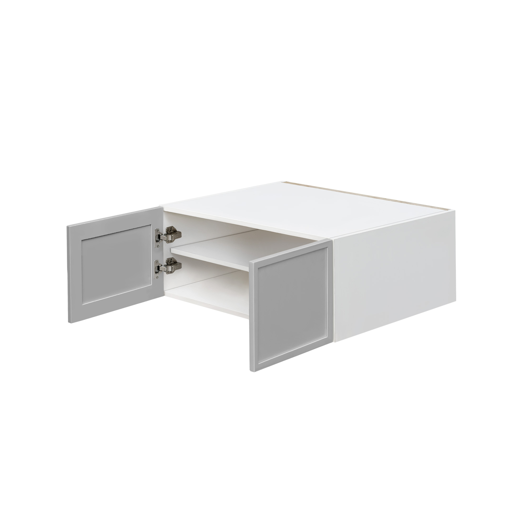 White Box Gray Slim - 36"W × 18"H Deep (24") Wall Bridge Cabinet 2-Doors 1-Adjustable shelf