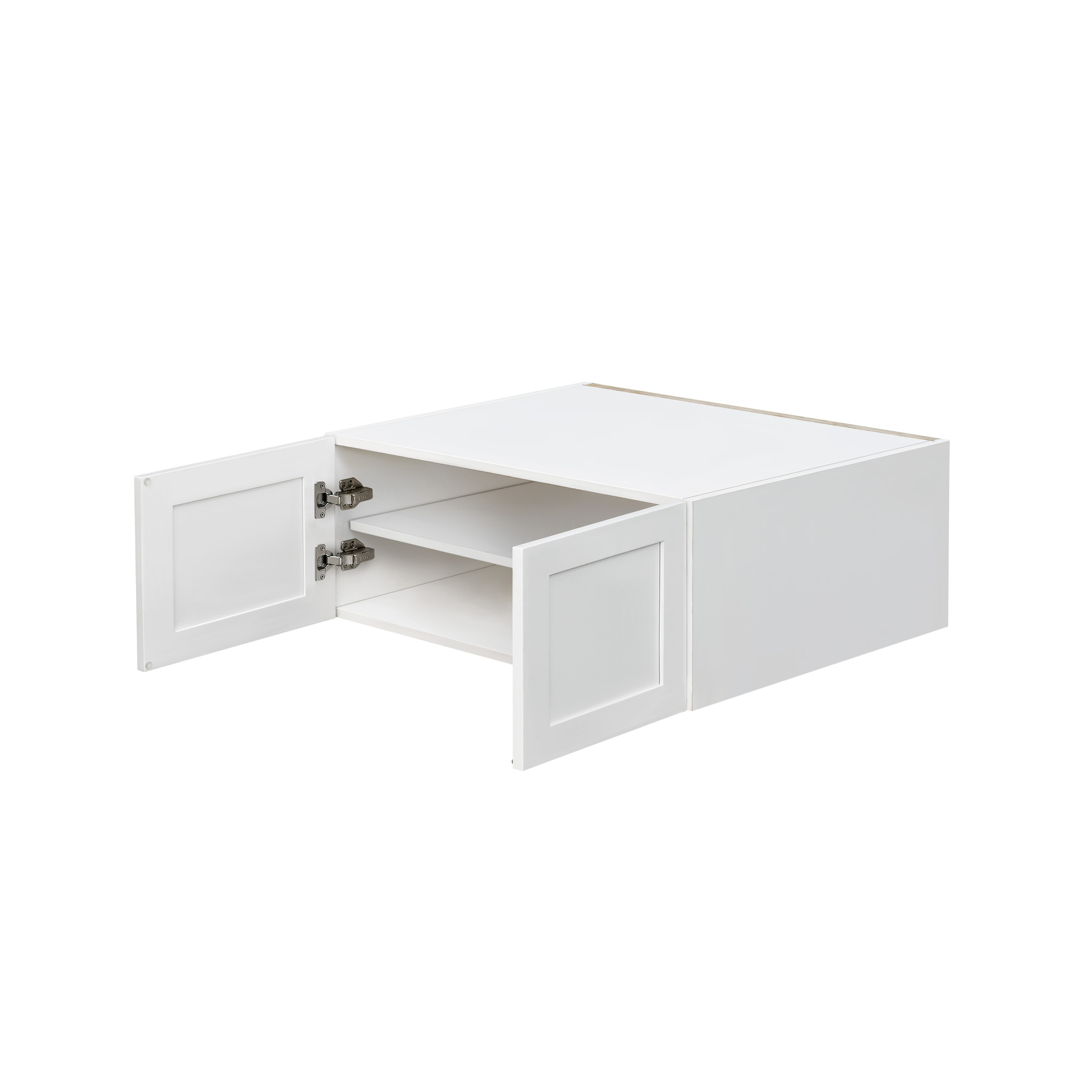 White Shaker - 36"W × 18"H Deep (24") Wall Bridge Cabinet 2-Doors 1-Adjustable shelf