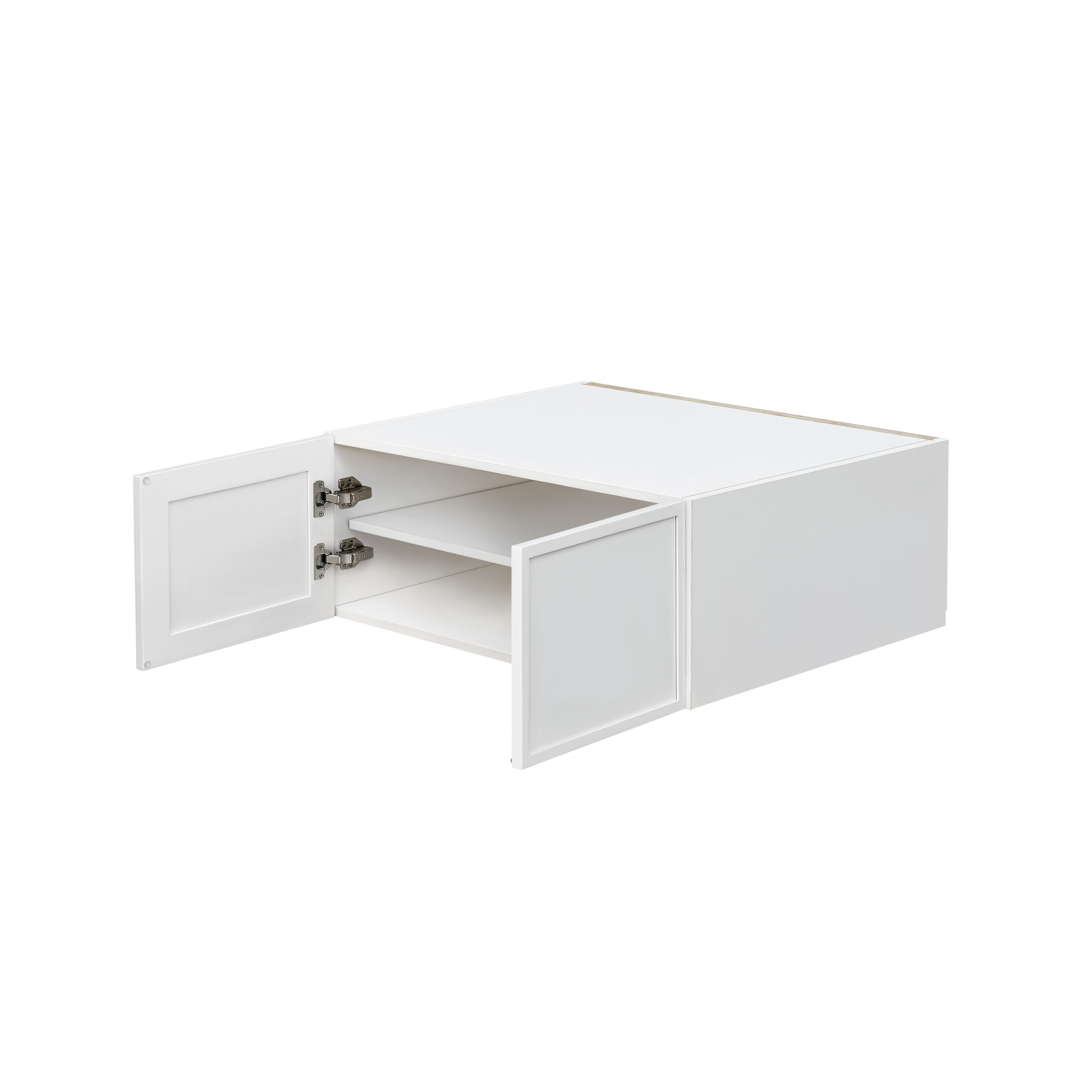 Slim White Shaker - 36"W × 18"H Deep (24") Wall Bridge Cabinet 2-Doors 1-Adjustable shelf