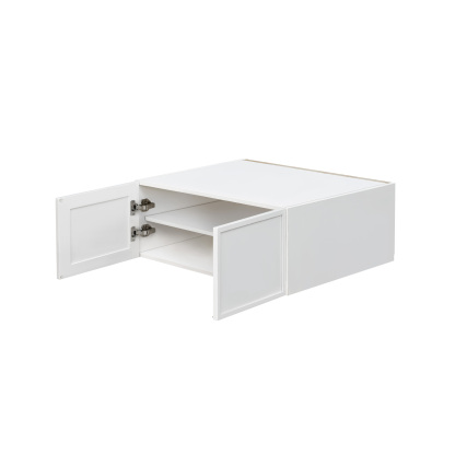Slim White Shaker - 36"W × 18"H Deep (24") Wall Bridge Cabinet 2-Doors 1-Adjustable shelf