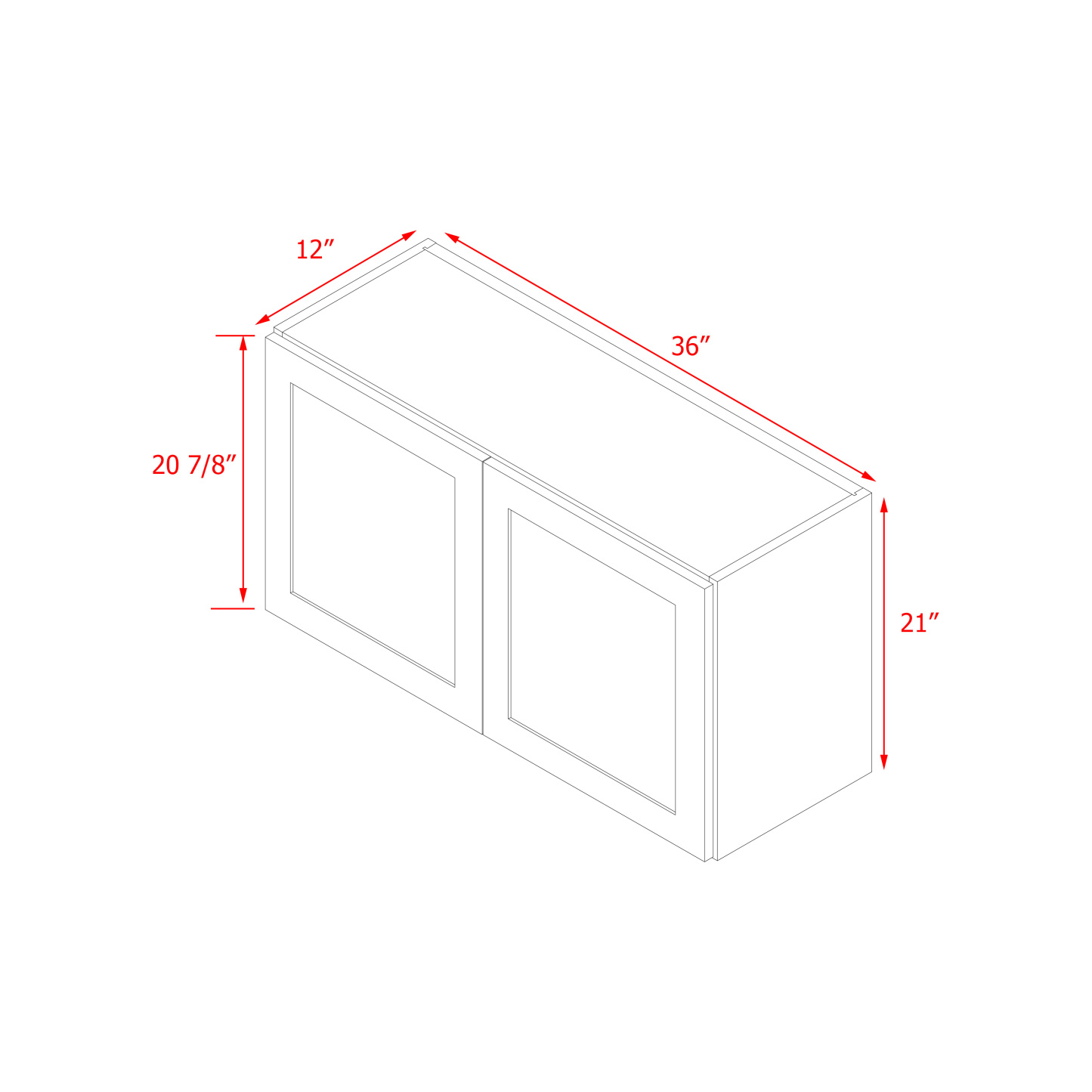 Mallorca Dolphin Gray Shaker - 36"W × 21"H Wall Cabinet