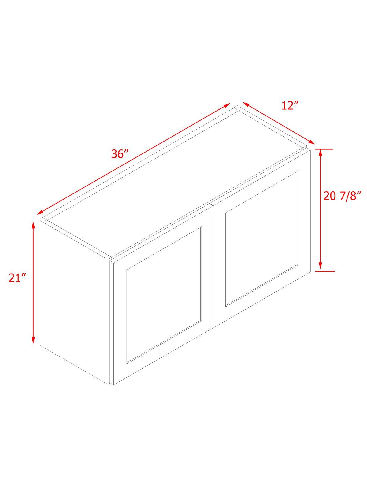 White Shaker - 36"W × 21"H Standard Wall Cabinet 2-Doors 1-Adjustable shelf