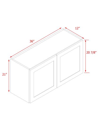 White Shaker - 36"W × 21"H Standard Wall Cabinet 2-Doors 1-Adjustable shelf