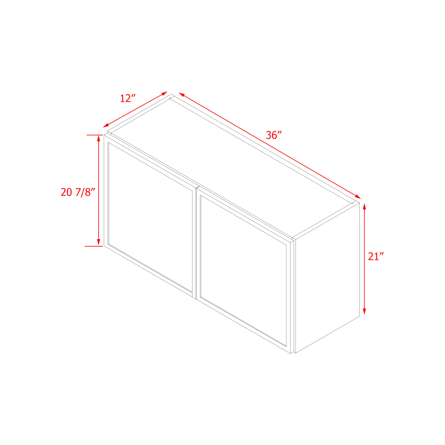 Shady Slim White Shaker - 36"W × 21"H Wall Cabinet