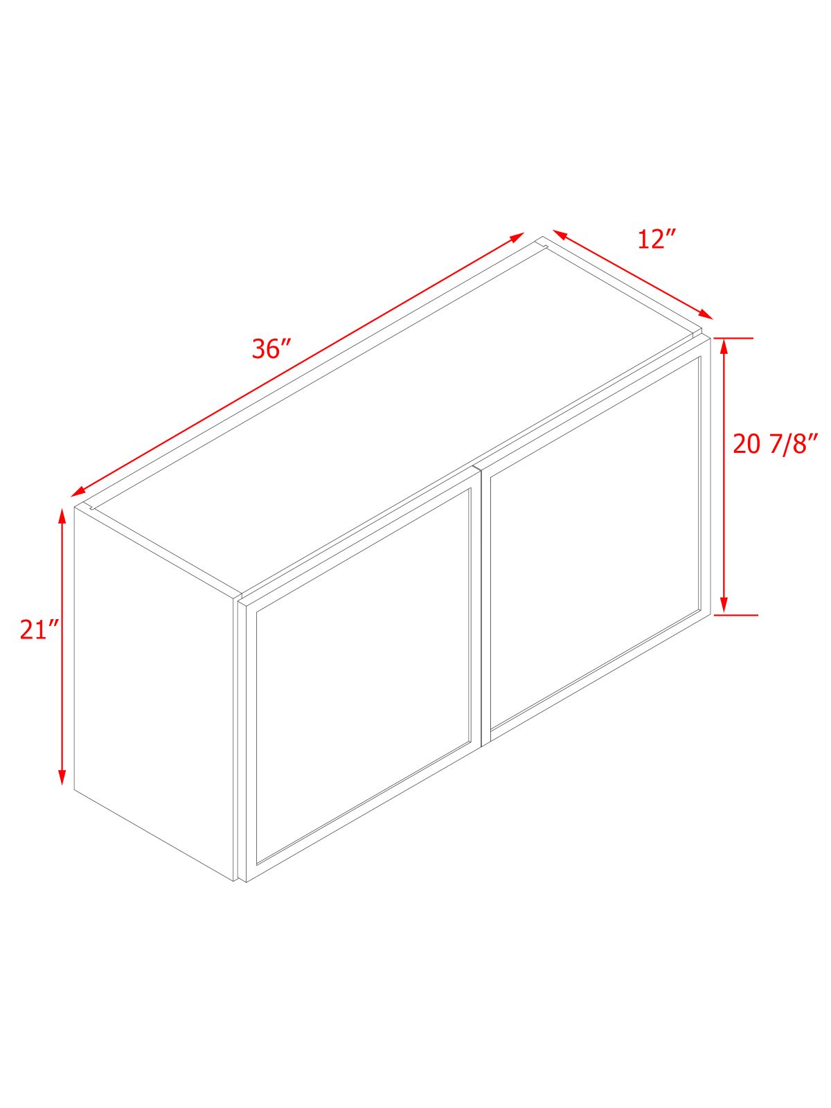 White Box Gray Slim - 36"W × 21"H Standard Wall Cabinet 2-Doors 1-Adjustable shelf