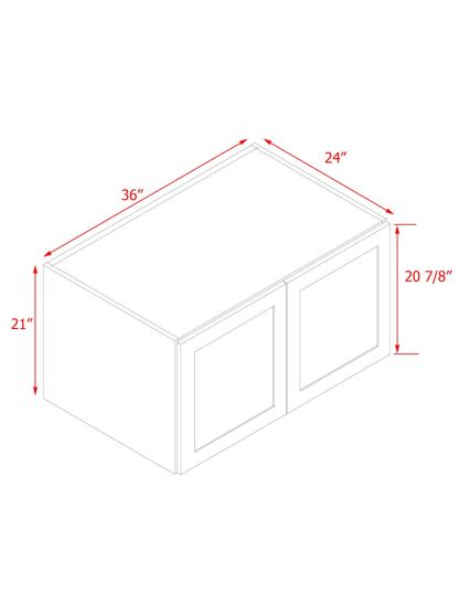 White Box Gray Shaker - 36"W × 21"H Deep (24") Wall Bridge Cabinet 2-Doors 1-Adjustable shelf