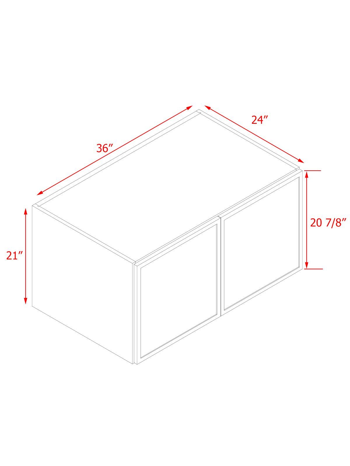 White Box Gray Slim - 36"W × 21"H Deep (24") Wall Bridge Cabinet 2-Doors 1-Adjustable shelf