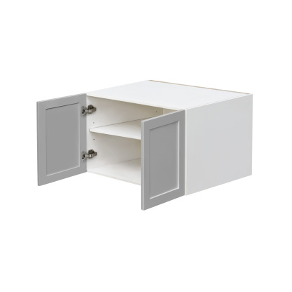 White Box Gray Shaker - 36"W × 21"H Deep (24") Wall Bridge Cabinet 2-Doors 1-Adjustable shelf