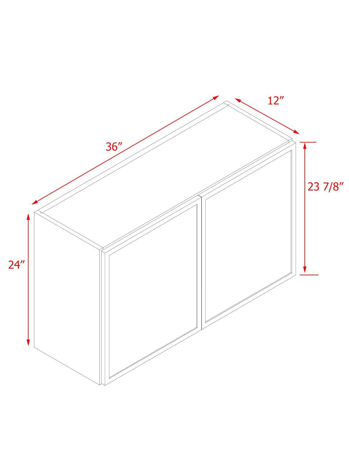Natural Box Oak Slim - 36"W × 24"H Standard Wall Cabinet 2-Doors 1-Adjustable shelf