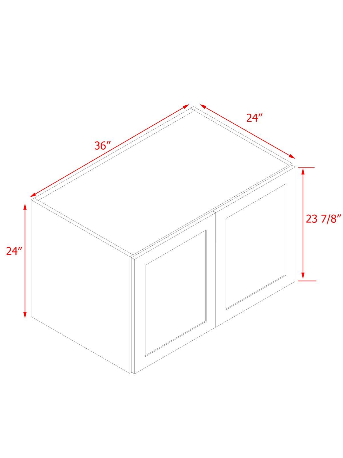 White Box Gray Shaker - 36"W × 24"H Deep (24") Wall Bridge Cabinet 2-Doors 1-Adjustable shelf