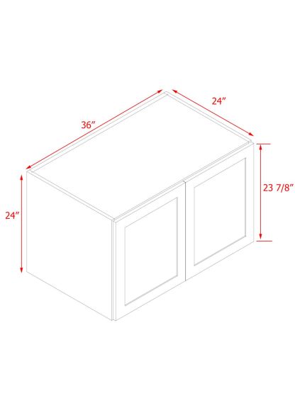 White Box Gray Shaker - 36"W × 24"H Deep (24") Wall Bridge Cabinet 2-Doors 1-Adjustable shelf