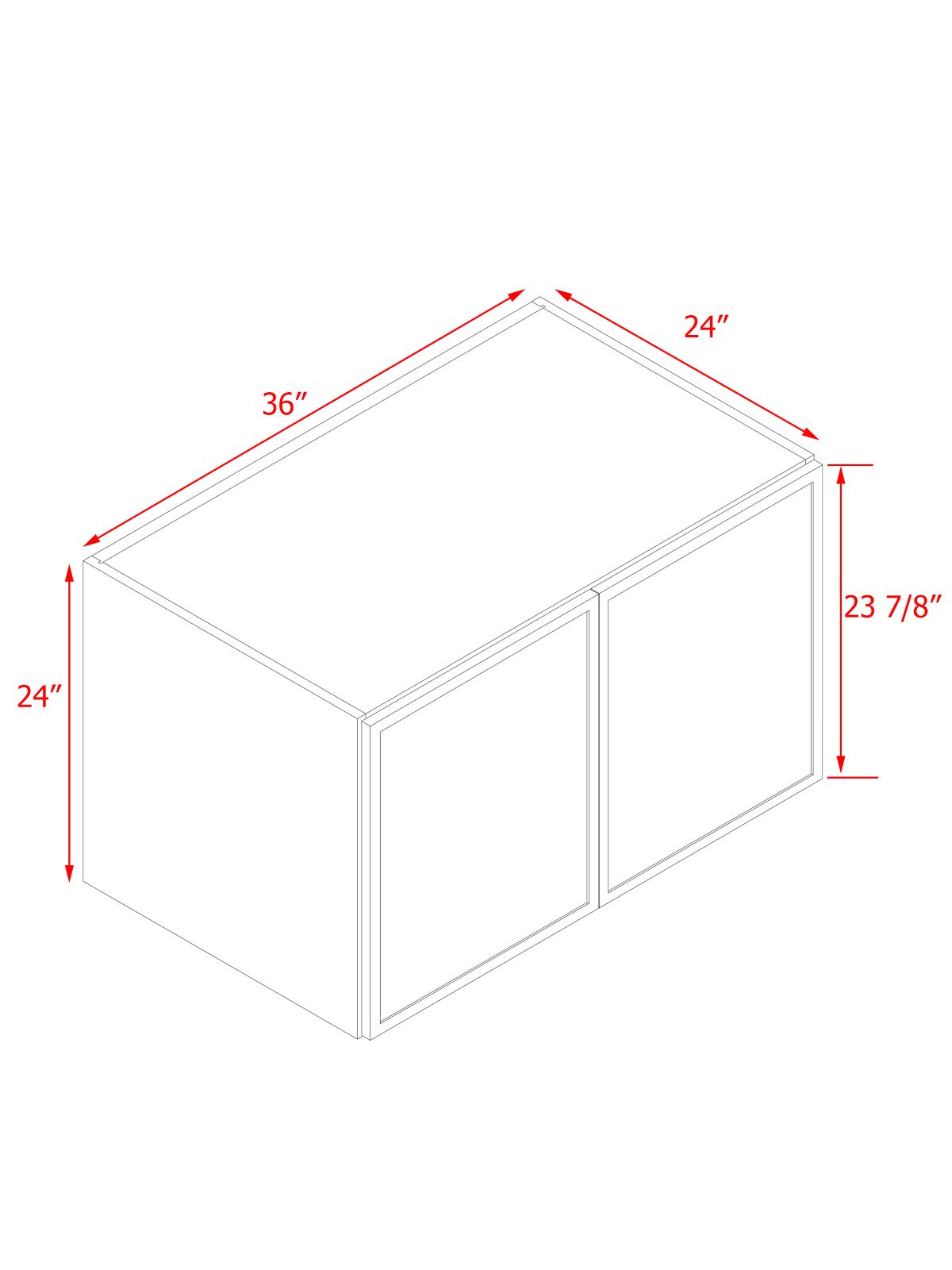 Slim White Shaker - 36"W × 24"H Deep (24") Wall Bridge Cabinet 2-Doors 1-Adjustable shelf