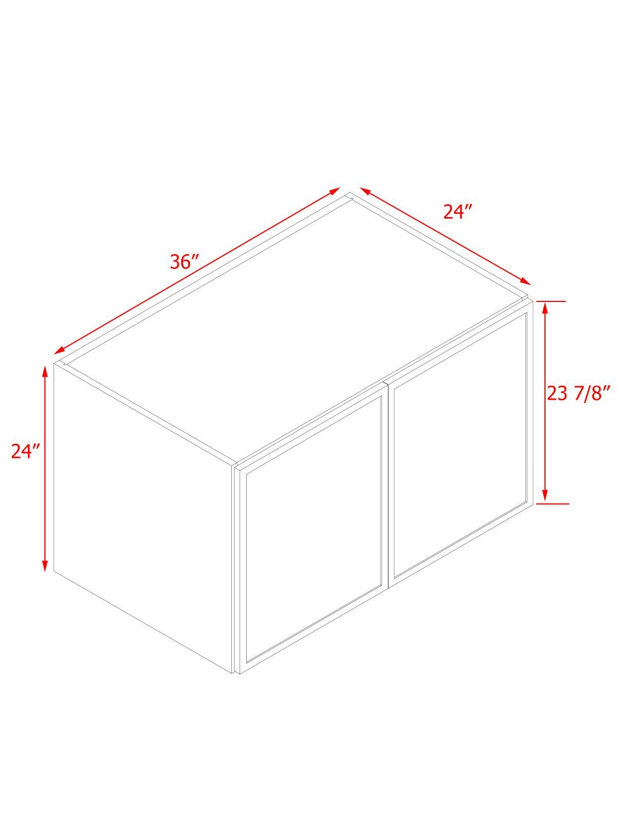 Slim White Shaker - 36"W × 24"H Deep (24") Wall Bridge Cabinet 2-Doors 1-Adjustable shelf