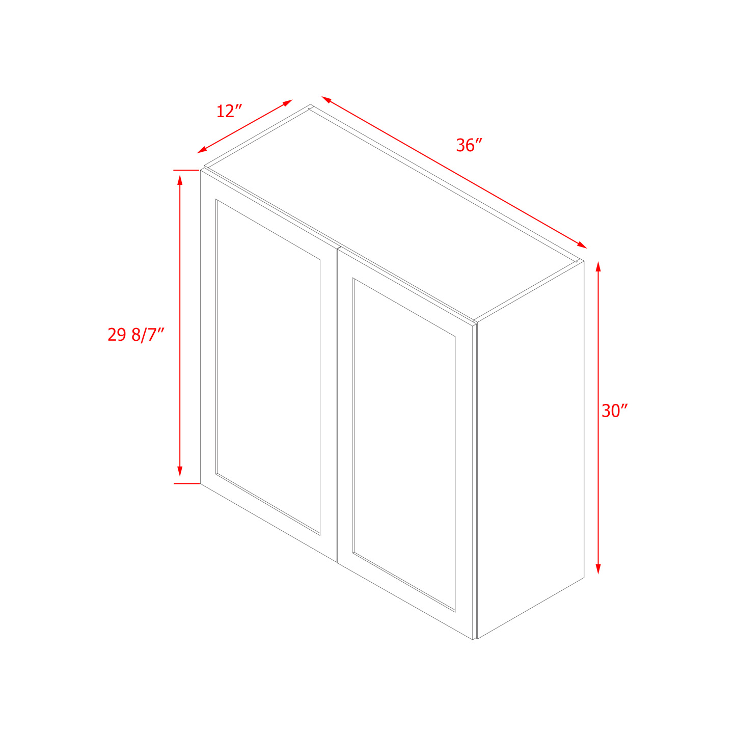 Mallorca Dolphin Gray Shaker - 36"W × 30"H Wall Cabinet