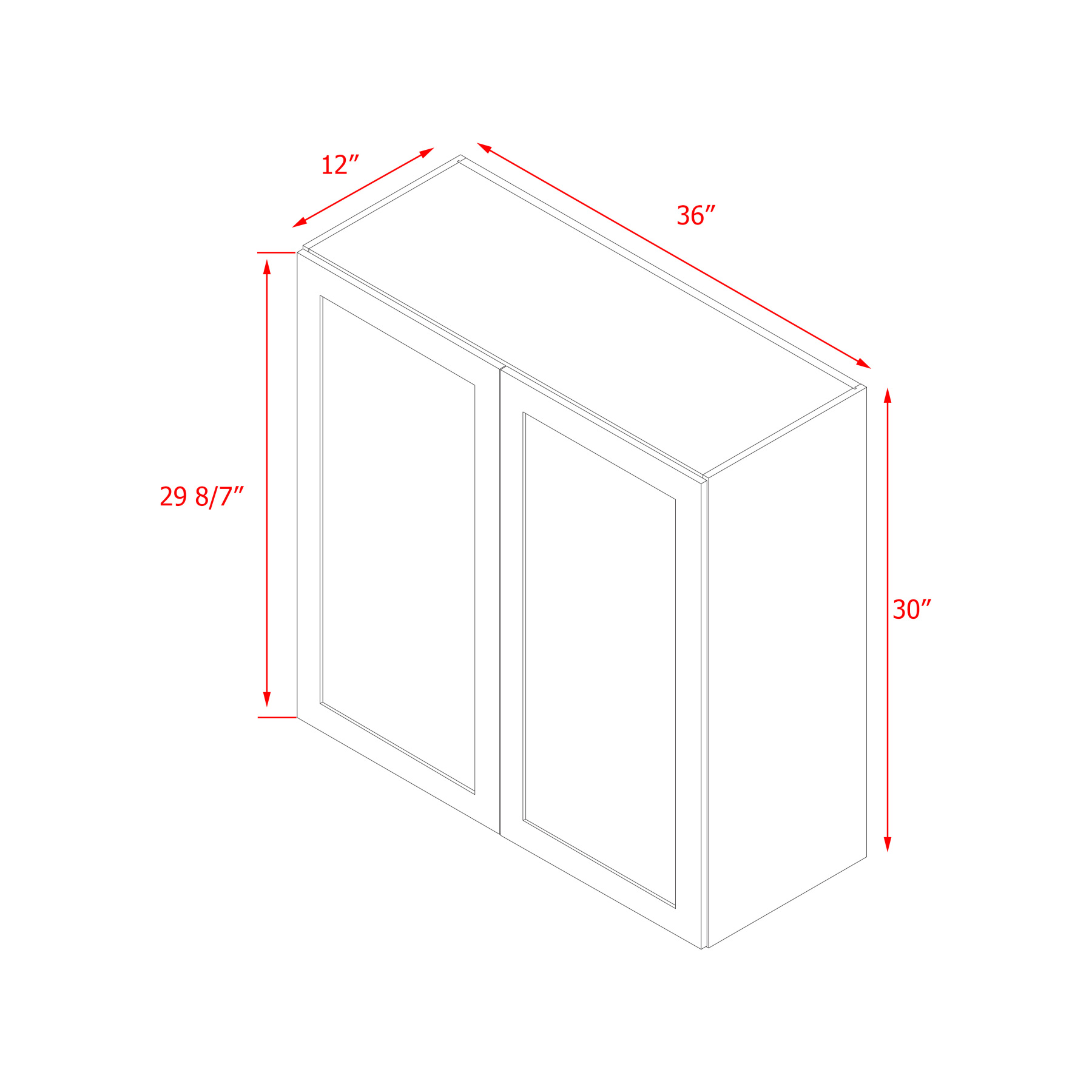 Mallorca Dolphin Gray Shaker - 36"W × 30"H Wall Cabinet