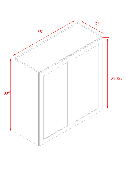 White Box Gray Shaker - 36"W × 30"H Standard Wall Cabinet 2-Doors 2-Adjustable Shelves