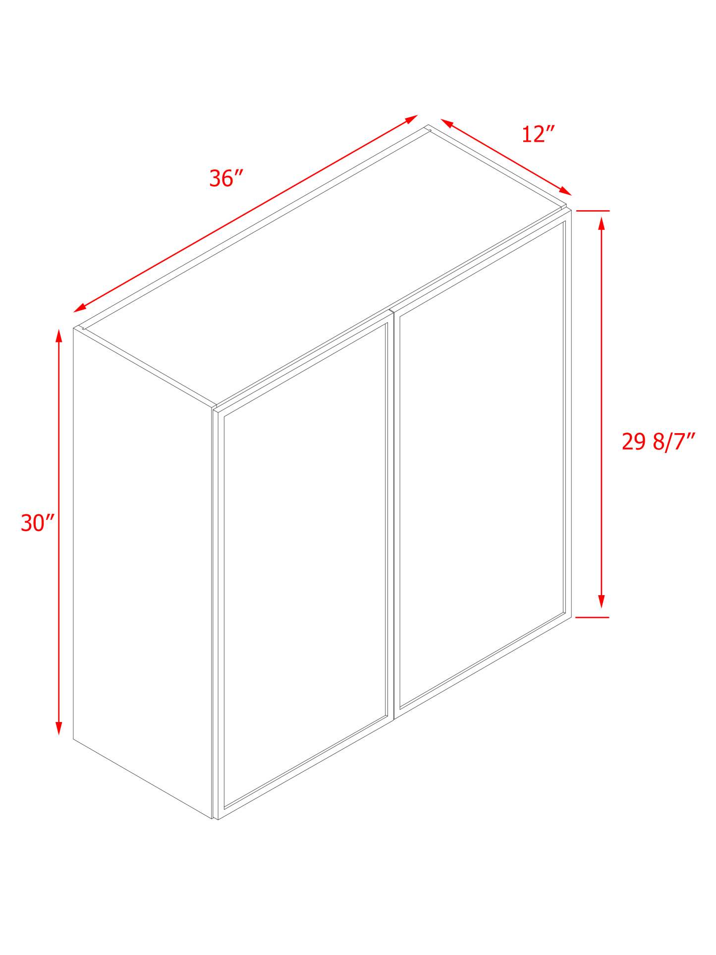 Natural Box Oak Slim - 36"W × 30"H Standard Wall Cabinet 2-Doors 2-Adjustable Shelves