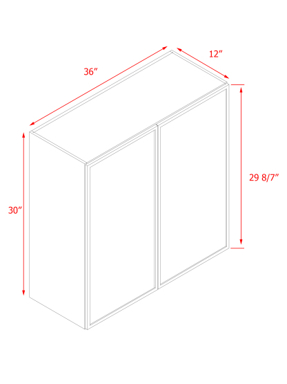 Natural Box Oak Slim - 36"W × 30"H Standard Wall Cabinet 2-Doors 2-Adjustable Shelves