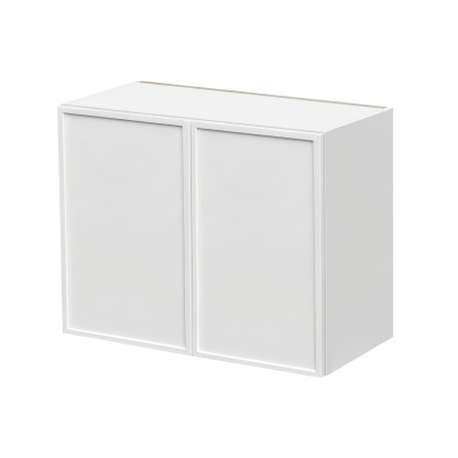 Slim White Shaker - 36"W × 30"H Standard Wall Cabinet 2-Doors 2-Adjustable Shelves