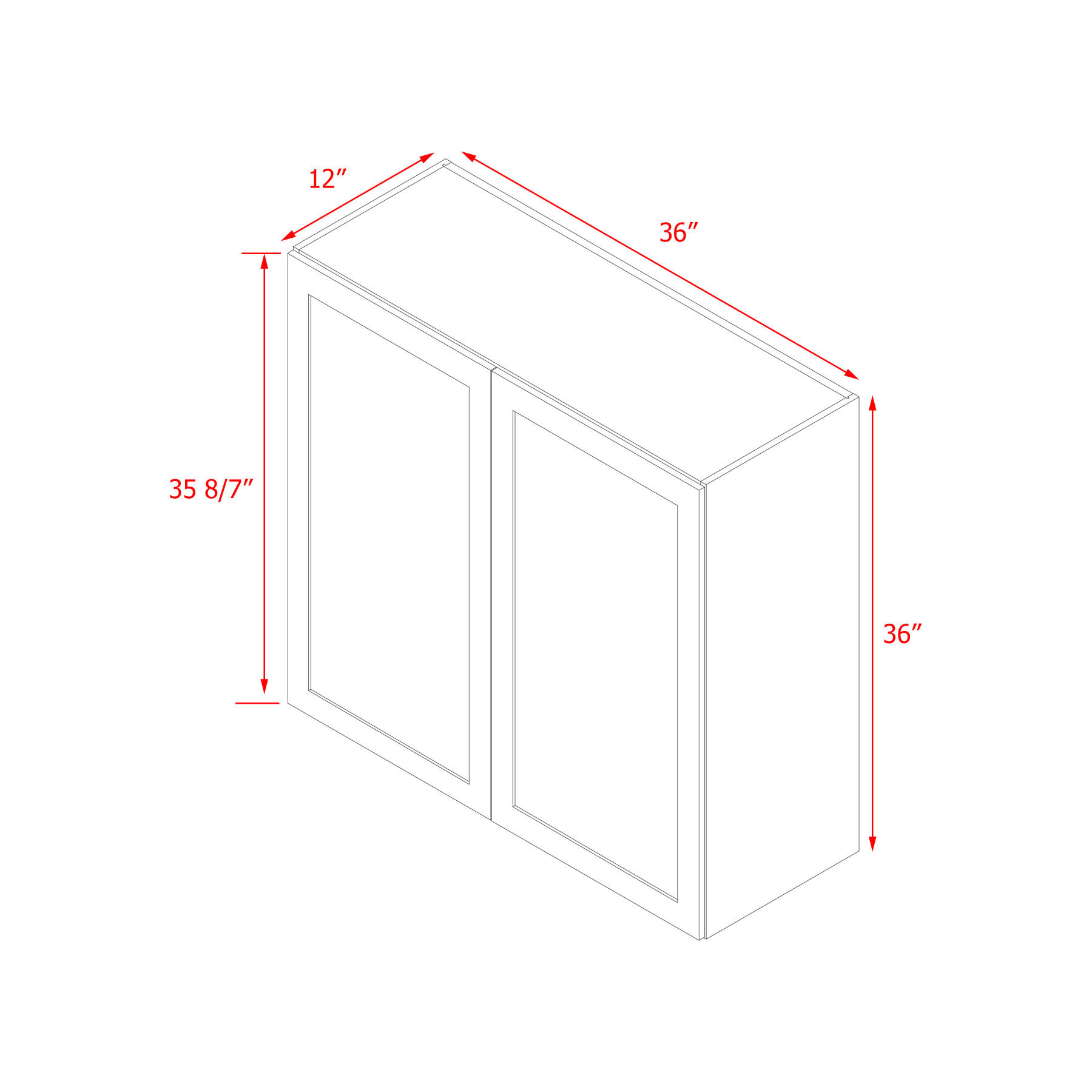 Mallroca Dolphin Gray Shaker - 36"W × 36"H Standard Wall Cabinet