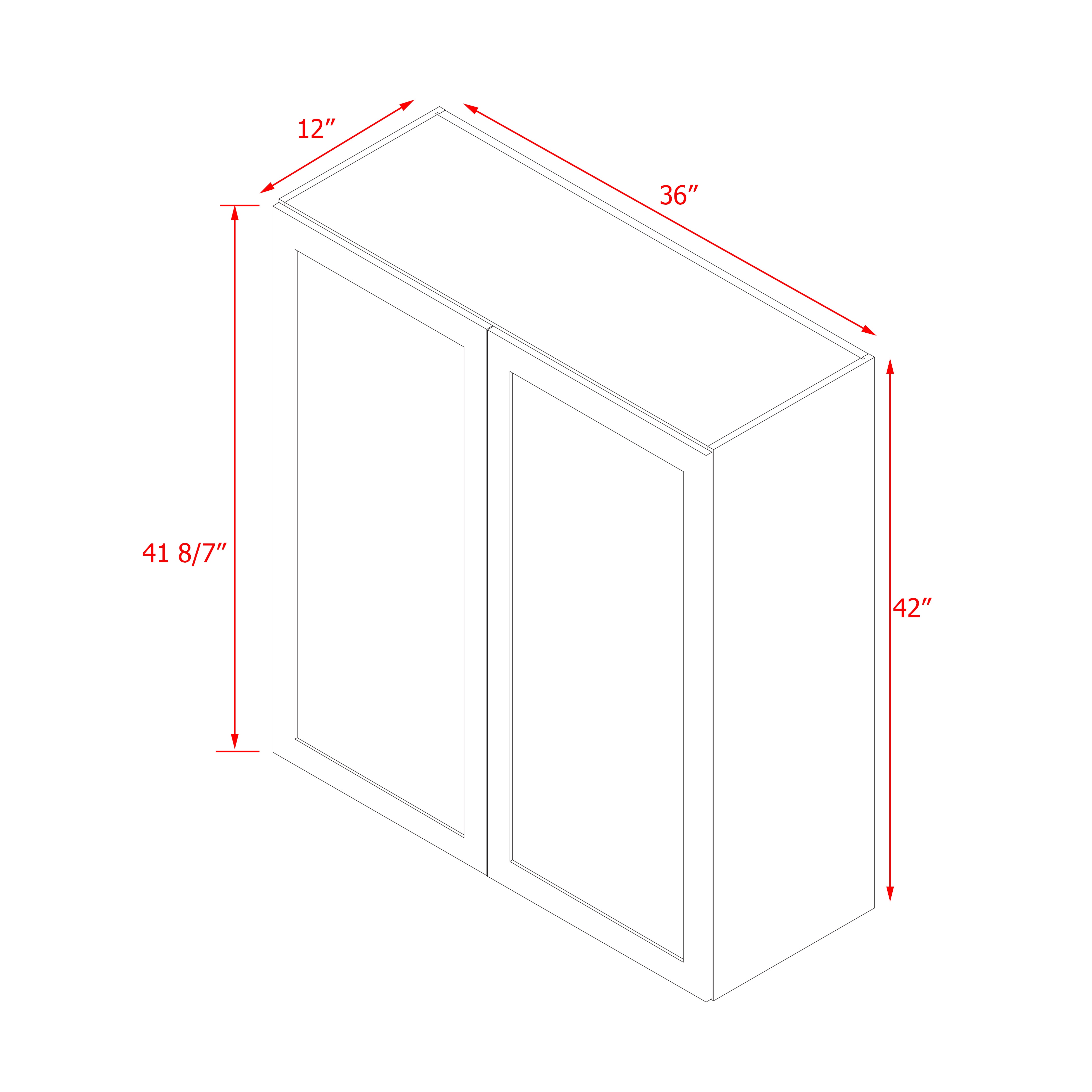 Mallorca Dolphin Gray Shaker - 36"W × 42"H Standard Wall Cabinet