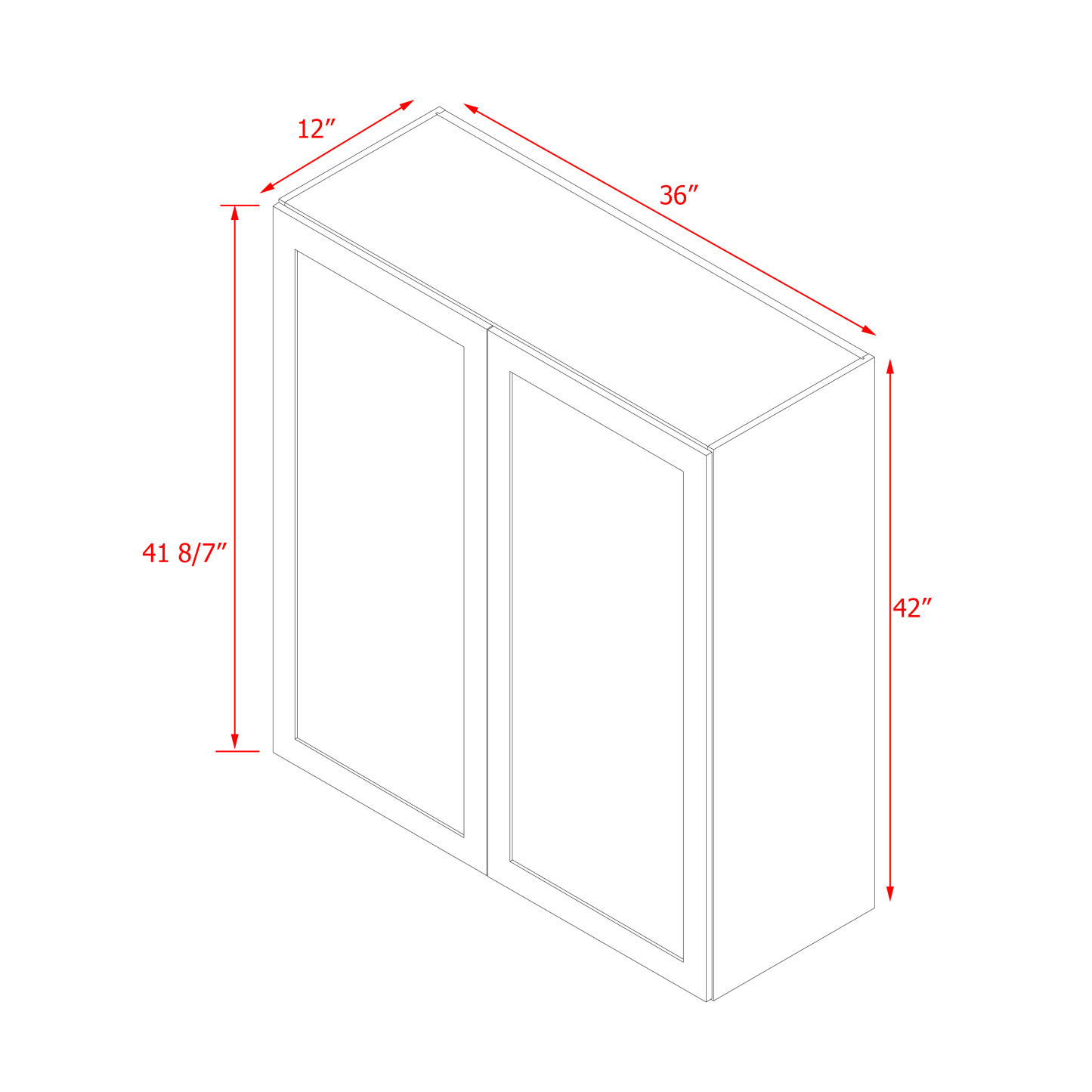 Mallorca Dolphin Gray Shaker - 36"W × 42"H Standard Wall Cabinet