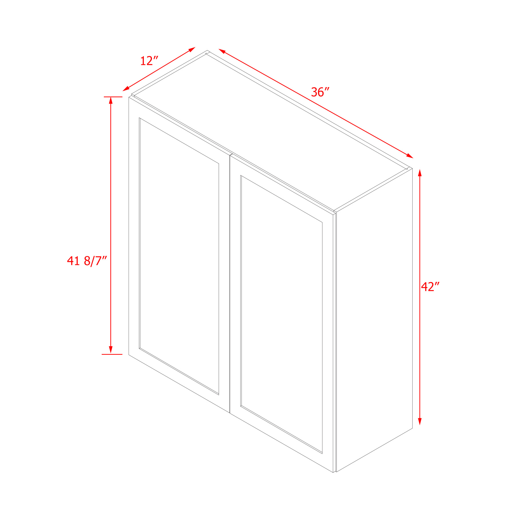 Mallorca Dolphin Gray Shaker - 36"W × 42"H Standard Wall Cabinet