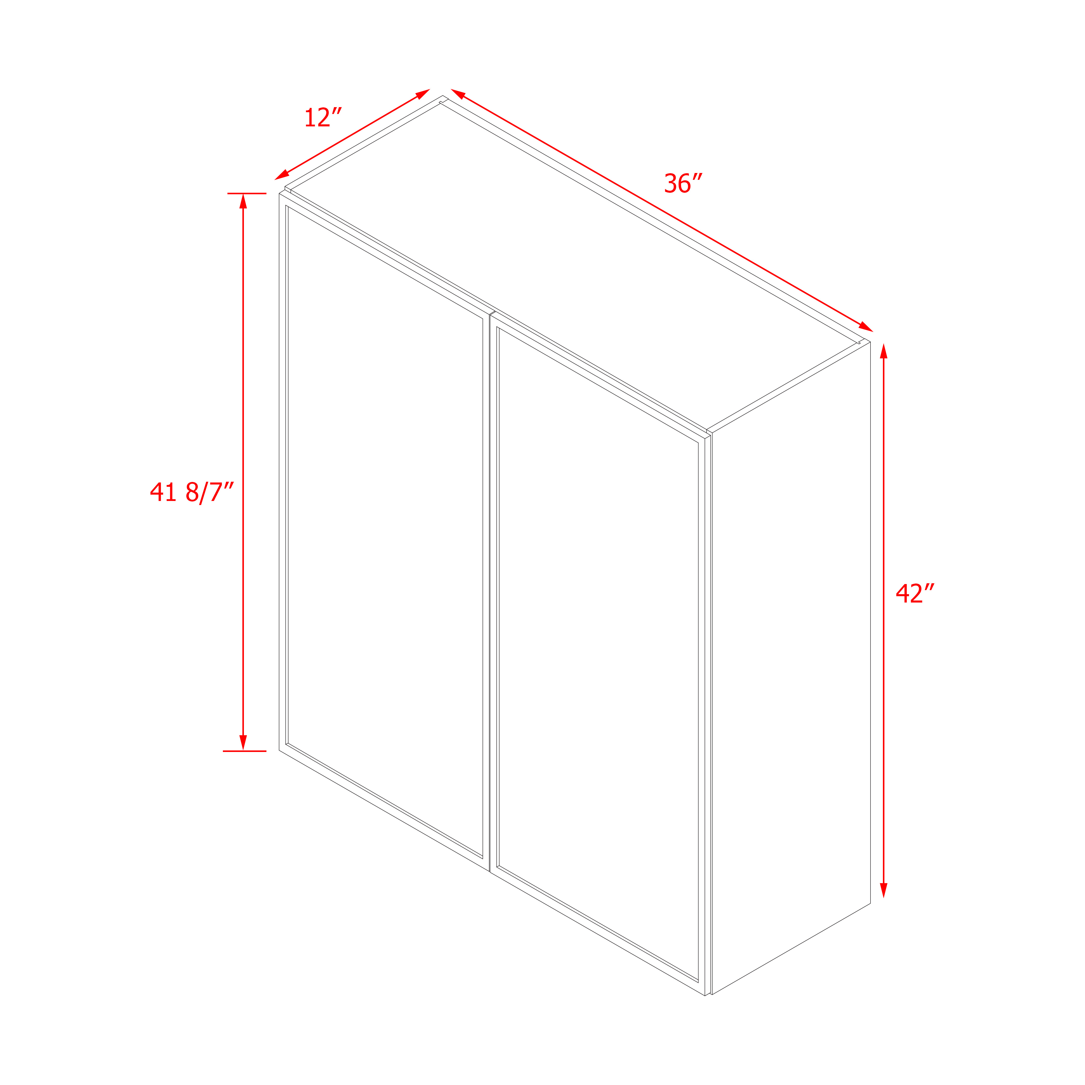 Shady Slim Oak Shaker - 36"W × 42"H Standard Wall Cabinet