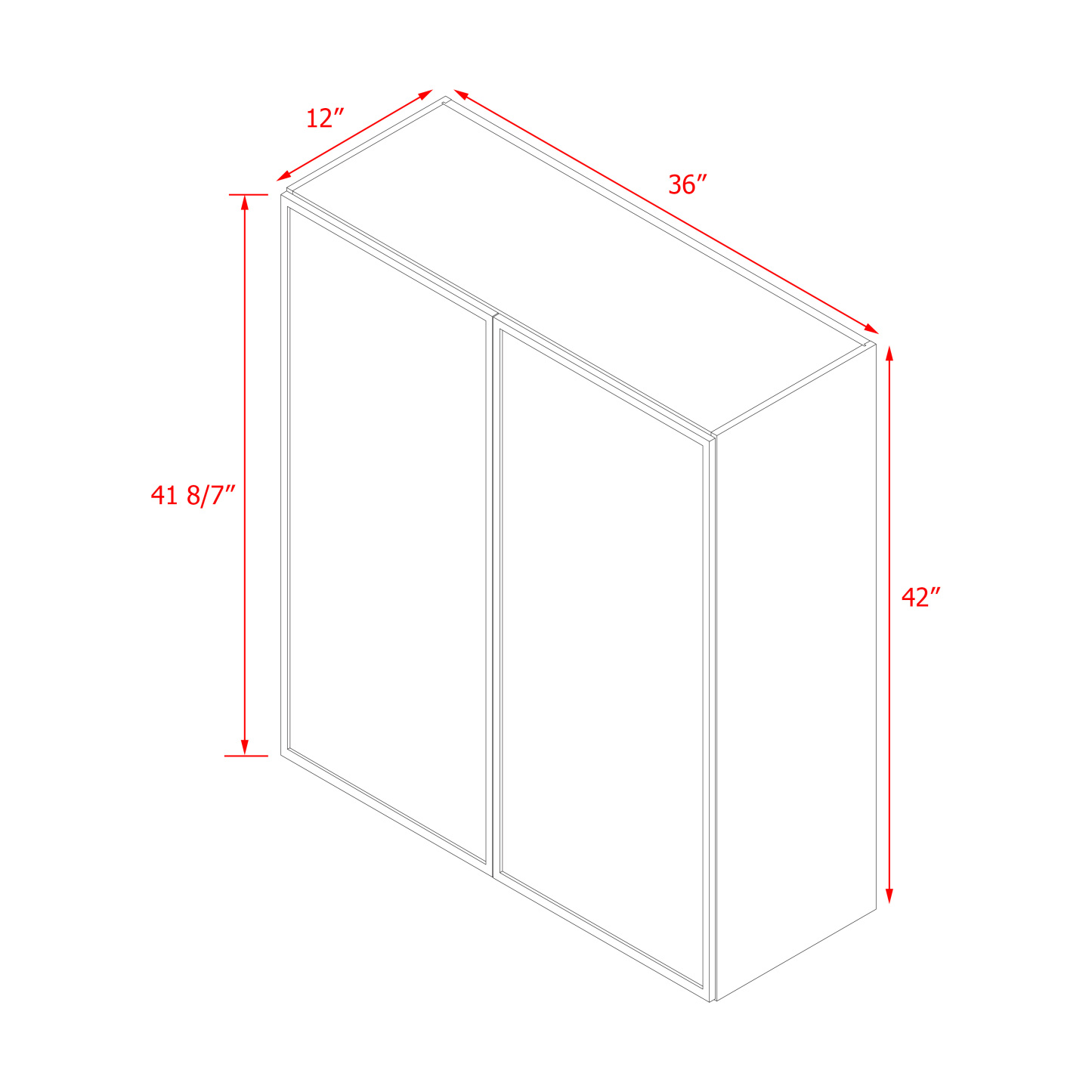 Shady Slim Oak Shaker - 36"W × 42"H Standard Wall Cabinet