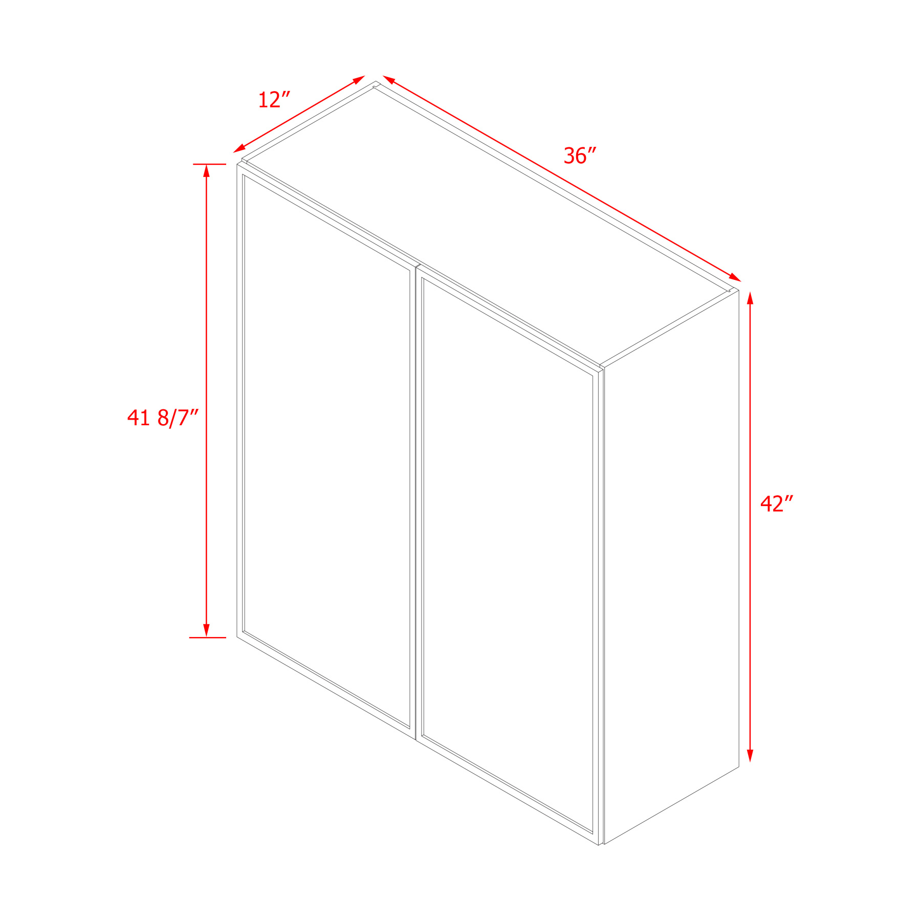 Shady Slim Oak Shaker - 36"W × 42"H Standard Wall Cabinet
