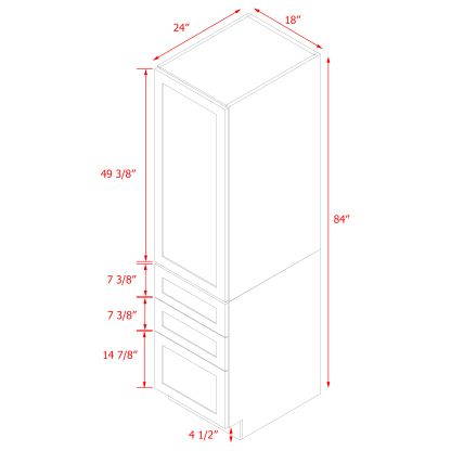 Mallroca Dolphin Gray Shaker - 18"W × 84"H Tall Pantry Cabinet