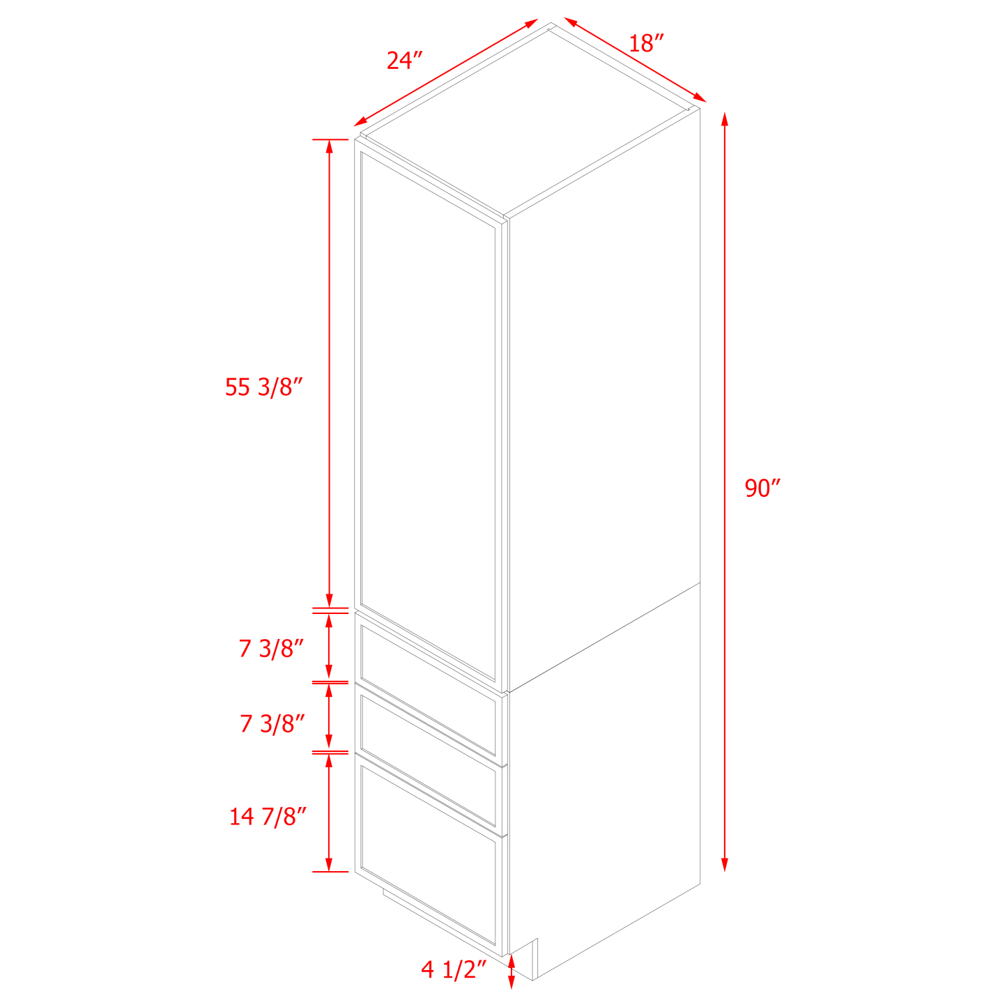 Shady Slim White Shaker - 18"W × 90"H Tall Pantry Cabinet