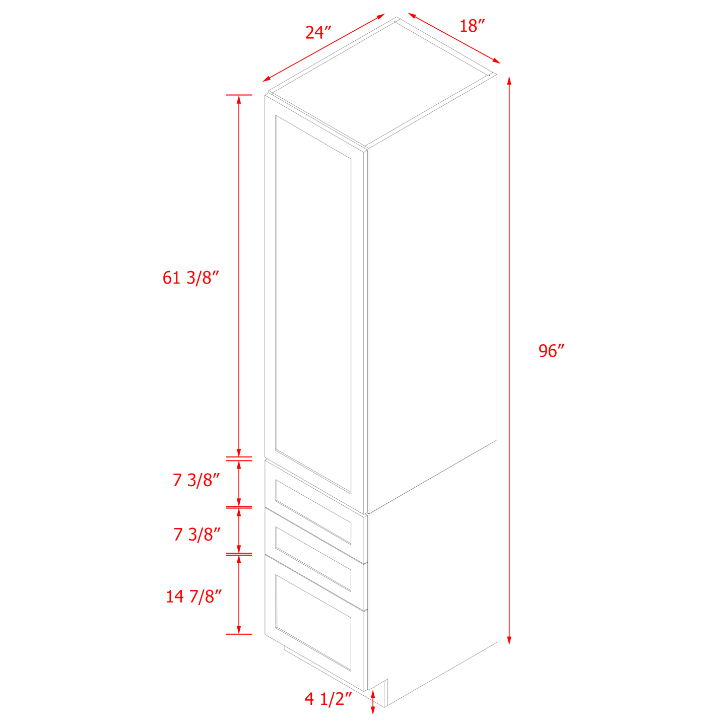 Mallorca White Shaker - 18"W × 96"H Tall Pantry Cabinet