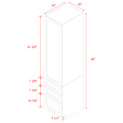 Mallorca White Shaker - 18"W × 96"H Tall Pantry Cabinet