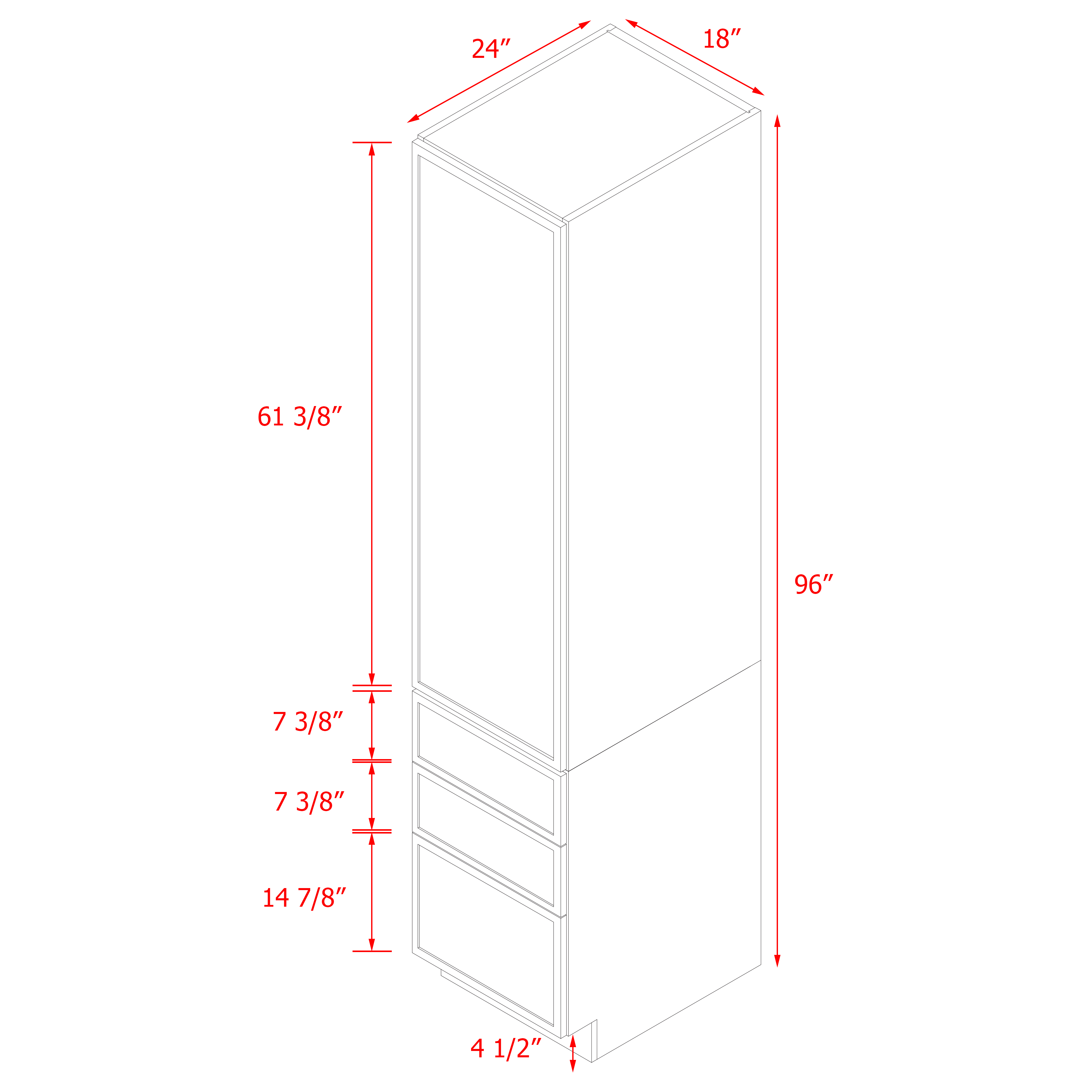 Shady Slim Oak Shaker - 18"W × 96"H Tall Pantry Cabinet