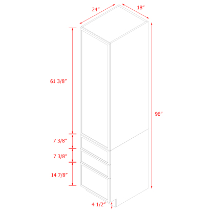 Shady Slim Oak Shaker - 18"W × 96"H Tall Pantry Cabinet