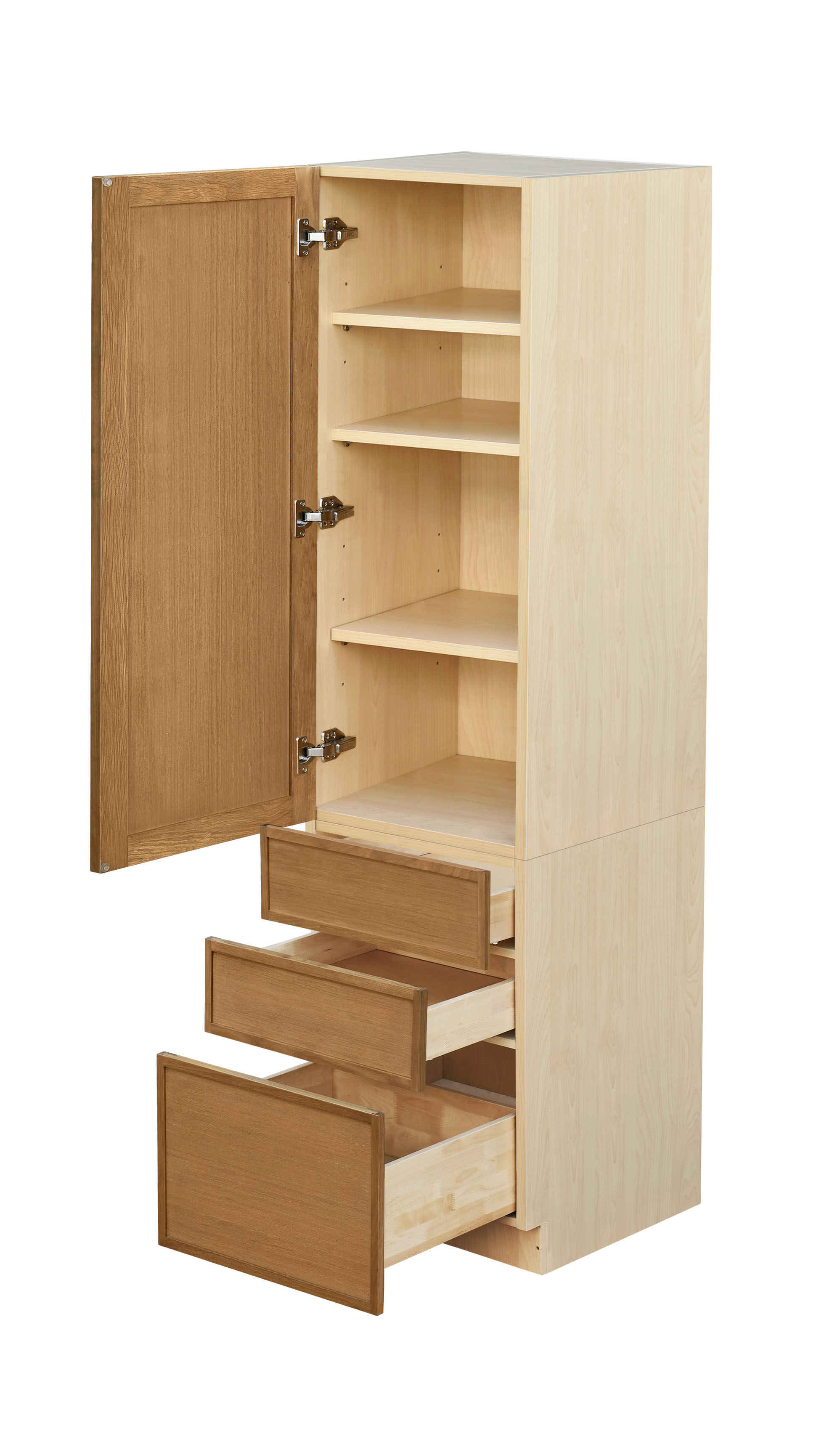 Shady Slim Oak Shaker - 18"W × 96"H Tall Pantry Cabinet