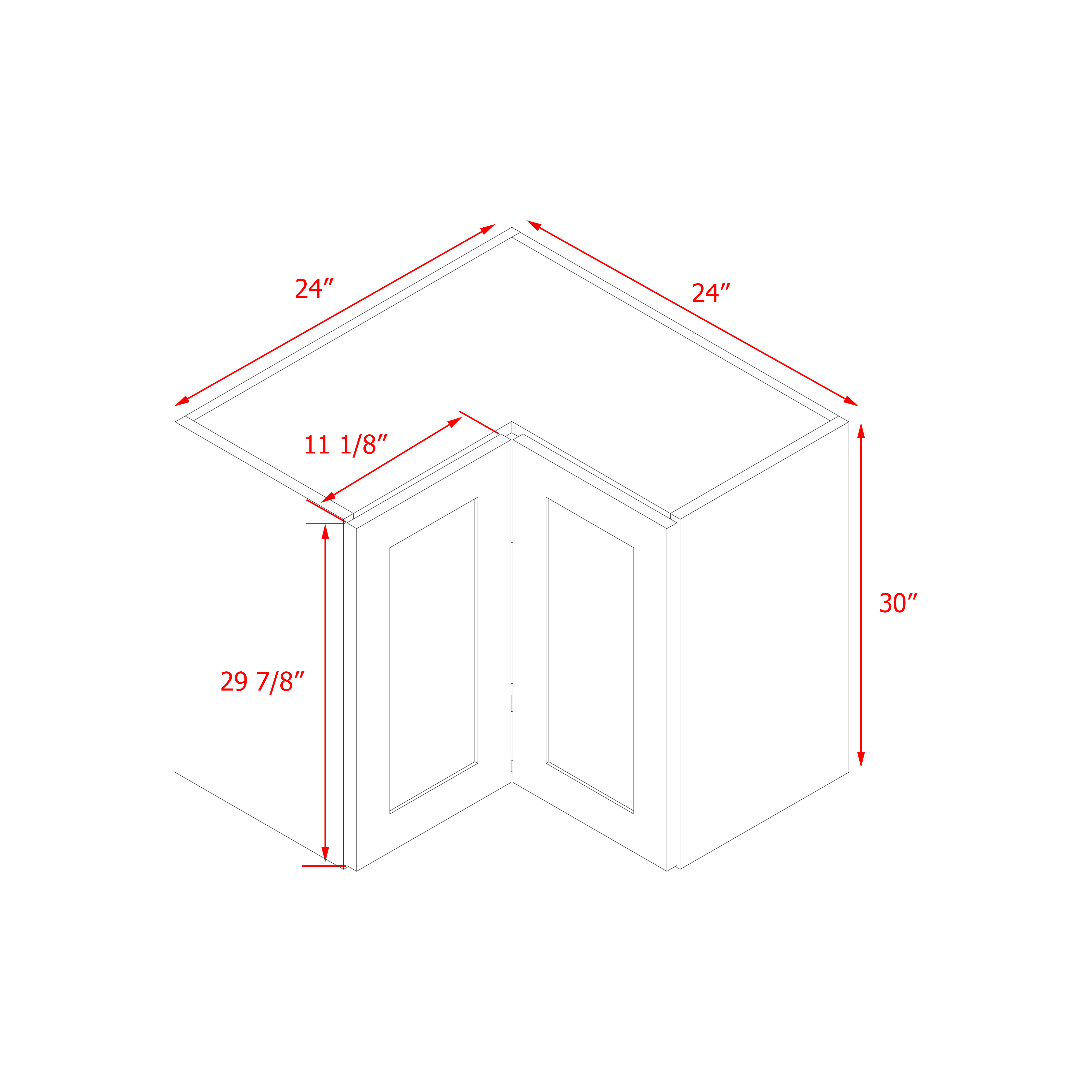Mallroca Dolphin Gray Shaker - 30"W Diagonal Corner Wall Cabinet
