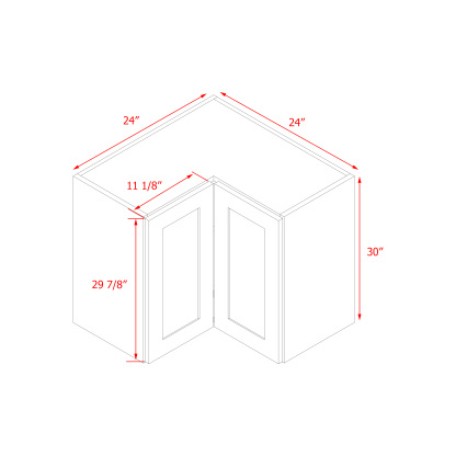 Mallroca Dolphin Gray Shaker - 30"W Diagonal Corner Wall Cabinet