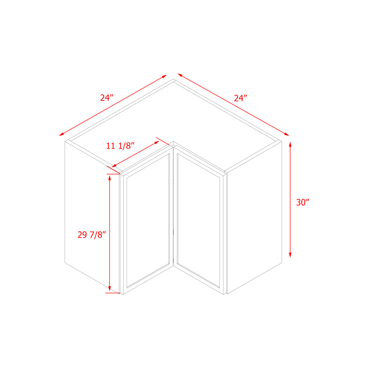 Shady Gray Slim Shaker - 30"W Diagonal Corner Wall Cabinet