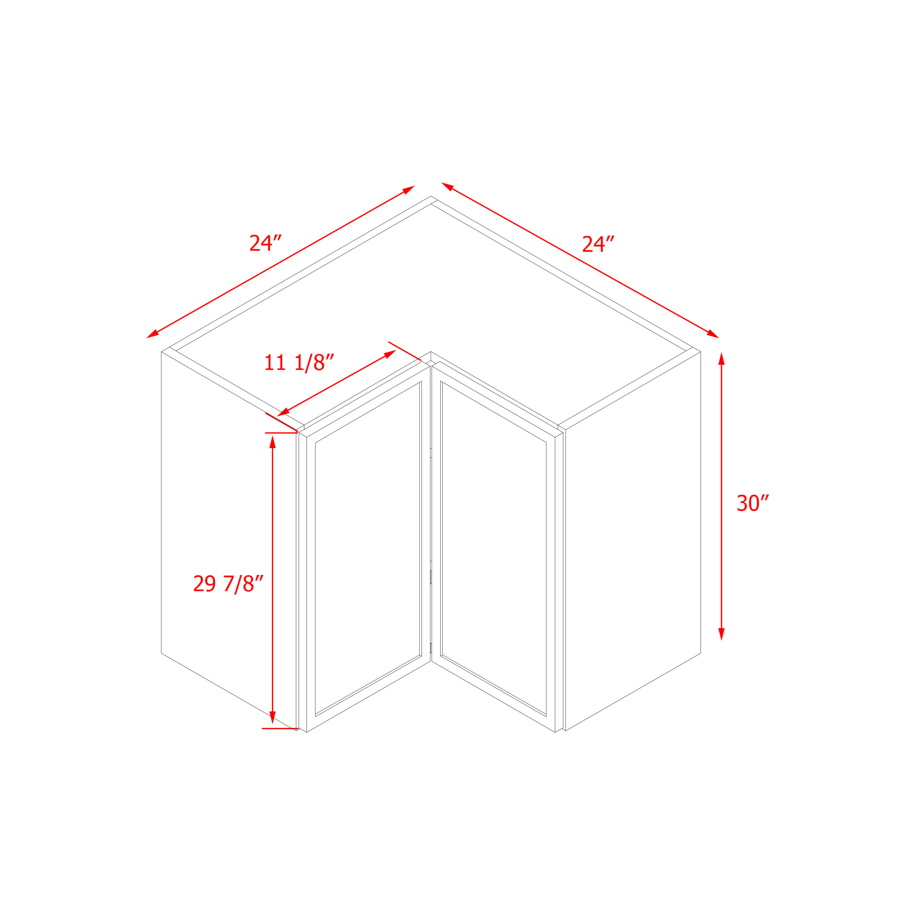 Shady Gray Slim Shaker - 30"W Diagonal Corner Wall Cabinet