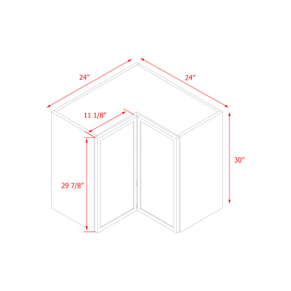 Shady Gray Slim Shaker - 30"W Diagonal Corner Wall Cabinet