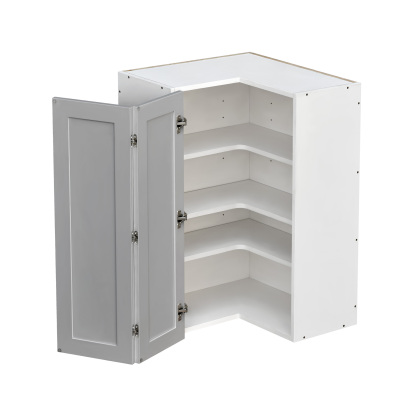 Mallroca Dolphin Gray Shaker - 30"W Diagonal Corner Wall Cabinet