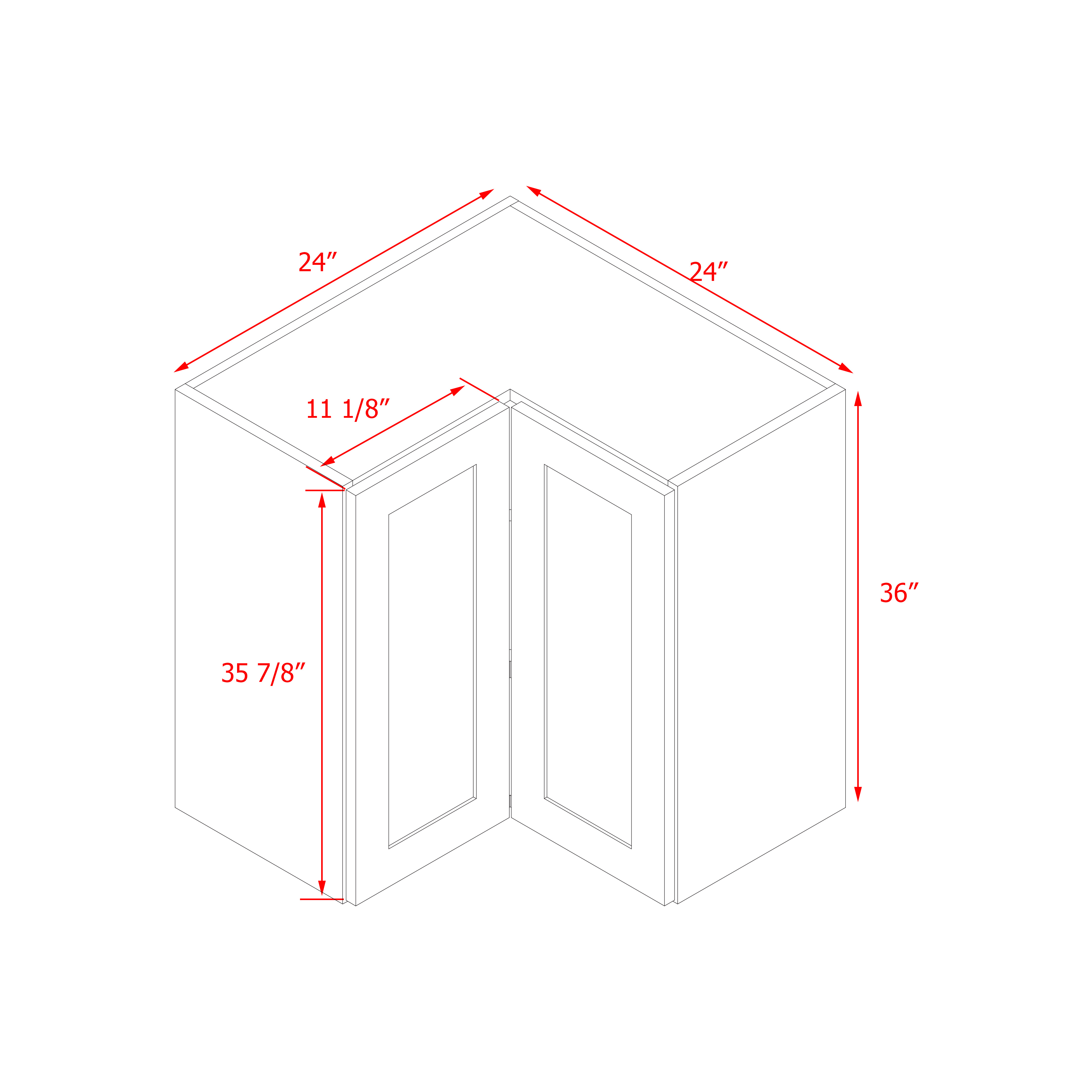 Mallorca White Shaker - 36"W Diagonal Corner Wall Cabinet