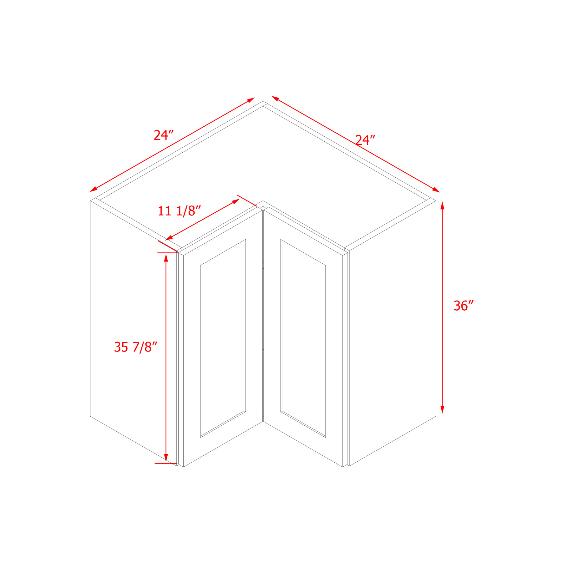 Mallorca White Shaker - 36"W Diagonal Corner Wall Cabinet