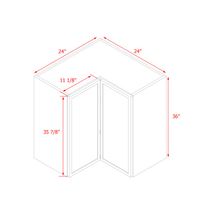 Shady Gray Slim Shaker - 36"W Diagonal Corner Wall Cabinet