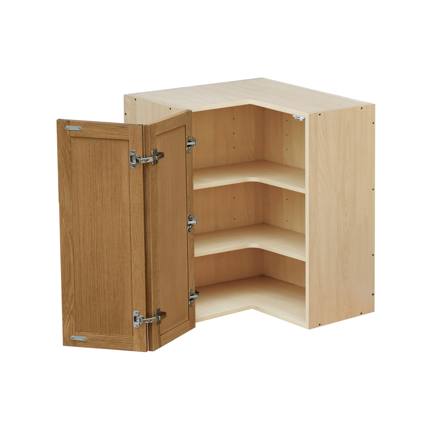 Shady Slim Oak Shaker - 36"W Diagonal Corner Wall Cabinet