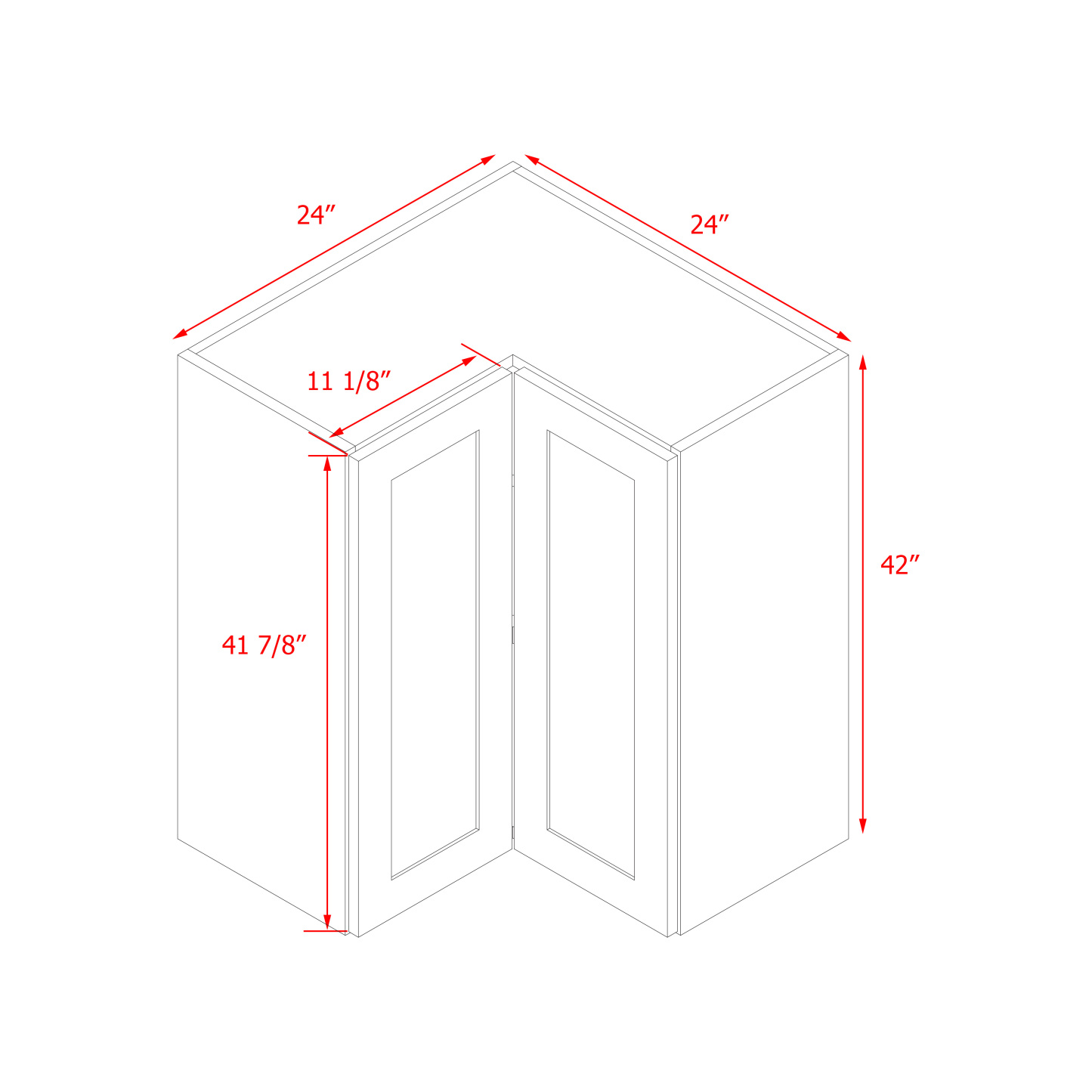 Shady Gray Slim Shaker - 42"W Diagonal Corner Wall Cabinet