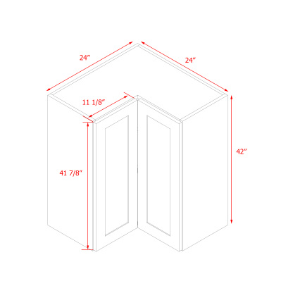 Shady Gray Slim Shaker - 42"W Diagonal Corner Wall Cabinet