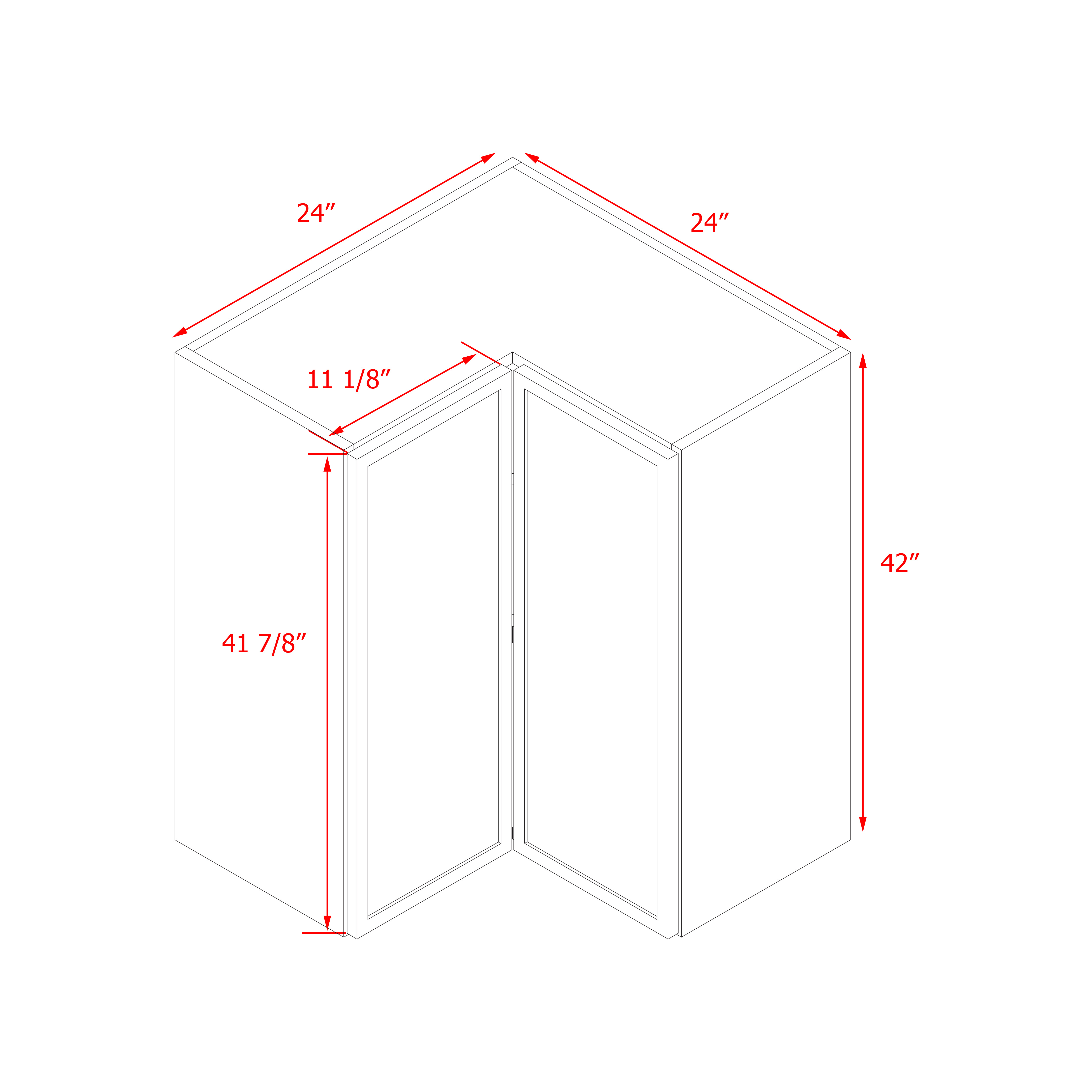 Shady Slim White Shaker - 42"W Diagonal Corner Wall Cabinet